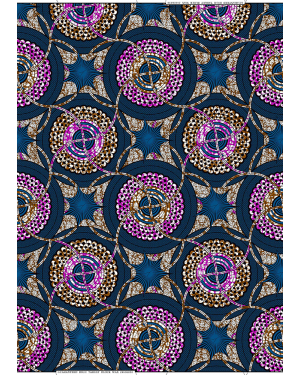 Cotton Polyester African Wax Prints Fabrics - Purple. Brown, Royal-Blue, Black