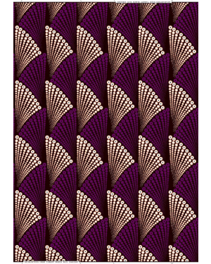 Polyester Veritable Ankara Wax Print- Purple, Peach, White, Dark-Brown
