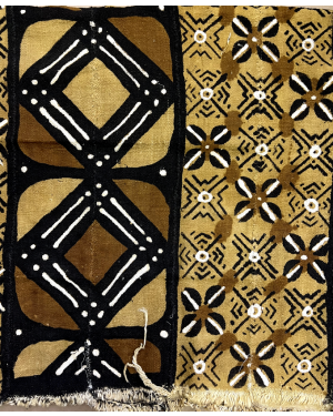 African Authentic Mud Cloth Fabric-Chocolate Brown Black White Light Gold-MO2315