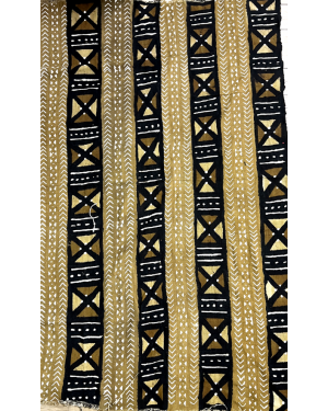  Original Mud Cloth Authentic Handmade From Mali- Light-Gold, Black, White, Brown