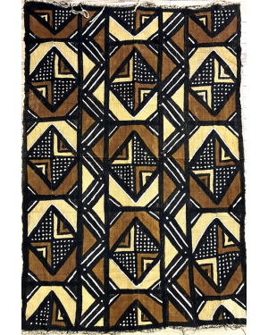  Original Handmade Mud Cloth Handwoven  from Mali - Brown Black Ivory White Light Gold