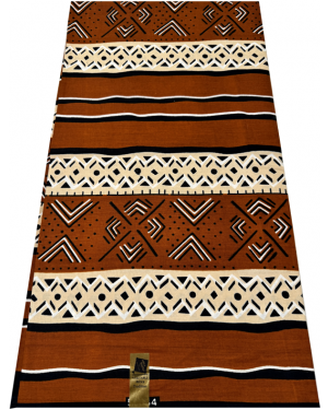 High Quality African Wax Print -Ivory-Cream  Brown Black and White