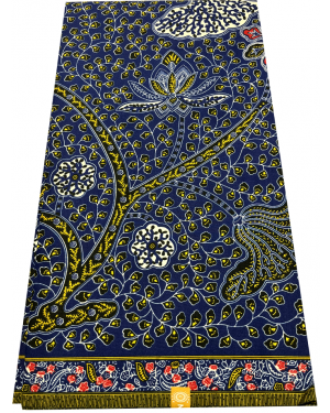 Traditional Ankara Wax Print Design Blue White Black Red