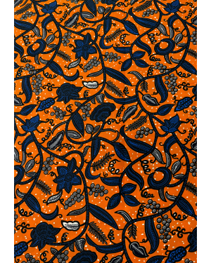 Cotton Polyester African Wax Prints Fabrics - Orange, Royal-Blue, White, Black, Dark-Blue