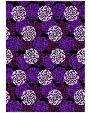 Cotton Blend High Quality Exclusive Design African Wax -Purple, Magenta, White, Black