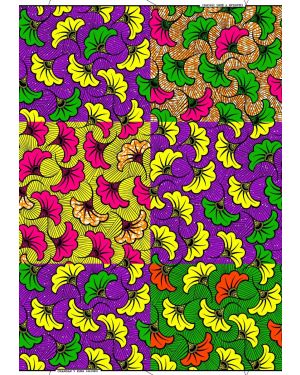 Guaranteed Wax Print Poly Cotton-Patchwork Floral Pattern-Yellow, Green, Purple ,Black, White, Pink, Orange