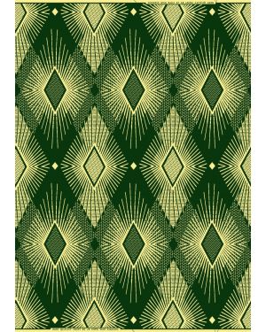  Cotton Blend High Quality Ankara Wax Prints-Polished/Shiny-Forest-Green, Ivory-Cream 