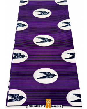 High Fashion Design African Wax Print- Flying Bird- Purple ,Dark-blue, White