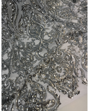 High Quality White Stretch Sequin Lace