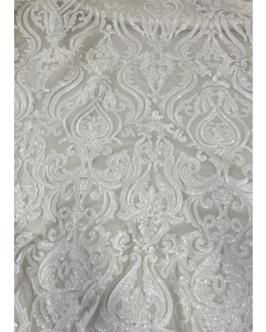Hot Selling White Sequin Fabric for Dresses