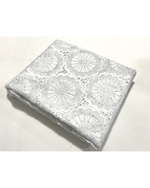 High Quality Swiss Voile Lace with tiny Stone- White